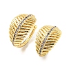 Leaf Rack Plating Brass Micro Pave Cubic Zirconia Cuff Earrings for Women EJEW-F326-05G-1