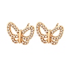 Butterfly Brass Micro Pave Clear Cubic Zirconia Stud Earrings for Women EJEW-G428-07G-4
