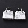 Natural Howlite Brass Pendants KK-E274-01P-025-2