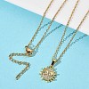 Brass Micro Pave Clear Cubic Zirconia Sun Pendant 304 Stainless Steel Chain Necklaces for Women NJEW-D341-06G-1