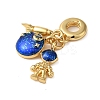 Rack Plating Brass Blue Enamel European Dangle Charms X-KK-P279-31G-2