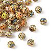 Brass & Alloy & Rhinestone Enamel Beads RB-CBA973B-11B-G-1