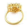 Heart with Saint Rack Plating Brass Micro Pave Cubic Zirconia Adjustable Rings RJEW-I105-04G-06-3