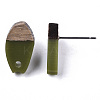 Opaque Resin & Walnut Wood Stud Earring Findings MAK-N032-010A-B02-4