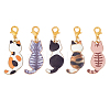 5Pcs Cat Alloy Enamel Pendant Decorations HJEW-JM03741-1
