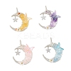 4Pcs 4 Colors Natural Topaz Jade & Yellow Fluorite & Lavender Amethyst & Aquamarine & Rose Quartz & Carnelian Round Chip Wire Wrapped Pendants PALLOY-TA00437-1