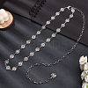 1Pc Iron Rhinestone Sparkling Flower Link Chains Belt with Alloy Cable Chains AJEW-FG0003-49-3