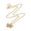 Brass Micro Pave Clear Cubic Zirconia Bowknot Pendant Necklaces for Women NJEW-S432-02G-02-3