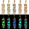 5Pcs 5 Colors Synthetic Luminous Stone Column Pendants FIND-YW0005-92-1