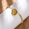 Brass Round Beads Charm Bracelets for Women BJEW-A041-01G-3