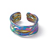 Ion Plating(IP) 304 Stainless Steel Twist Wave Open Cuff Ring for Women RJEW-C045-22M-2