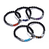 Natural Black Agate(Dyed) & Mixed Stone Beads Stretch Bracelets BJEW-JB04219-1