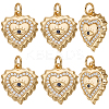 6Pcs Brass Micro Pave Clear & Blue Grade AAA Cubic Zirconia Pendants ZIRC-BBC0002-94-1