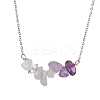 Gradient Color Gemstone Chip Pendant Necklaces NJEW-JN05073-4