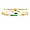 Palestine Map 304 Stainless Steel Enamel Pave Clear Cubic Zirconia Slider Bracelets for Women FS-WGEA228-02-1