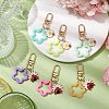 6Pcs 6 Colors Flower Opaque Acrylic Pendant Decorations HJEW-JM02330-2