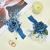 2Pcs 2 Style Silk Cloth & Plastic Imitation Flower Corsage Boutonniere & Wrist Corsage JEWB-CP0001-27A-3
