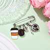 Coffee 304 Stainless Steel Brooch JEWB-YW00002-4