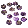 13Pcs 13 Styles Flat Round Natural Amethyst Rune Stones PW-WG15937-01-1