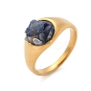 Round Natural Lapis Lazuli Chips Finger Rings RJEW-D303-03G-05-2