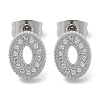 304 Stainless Steel Micro Pave Clear Cubic Zirconia Stud Earrings STAS-Z107-01P-03-4