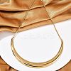 304 Stainless Steel Arc Shaped Pendant Snake Chain Necklaces for Women NJEW-B122-03G-1