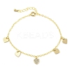 Brass Micro Pave Clear Cubic Zirconia Charm Bracelets for Women BJEW-C083-07G-4
