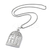 Alloy with Rhinestone Pendant Necklace NJEW-G111-01P-2