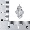 Rack Plating Brass Micro Pave Clear Cubic Zirconia Religion Hamsa Hand Connector Charms KK-A23410-053P-3