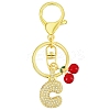 Brass Micro Pave Clear Cubic Zirconia Letter Pendant Keychain KEYC-SW00015-C-1
