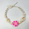 Plumeria Flower Polymer Clay Beads Braided Bead Bracelets for Women FS-WG73C89-03-1