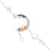Brass Moon & Chakra Natural Mixed Gemstone Chips Hanging Suncatchers HJEW-JM04488-4