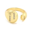 Brass Micro Pave Clear Cubic Zirconia Open Cuff Ring for Women LS-RJEW-M173-02A-G-2