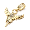 Brass Micro Pave Clear Cubic Zirconia Angel Wing Pendants KK-H519-16B-G-2