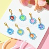 Flat Round with Smiling Face Glass Seed Pendant Decorations HJEW-MZ00092-2