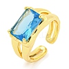 304 Stainless Steel Cubic Zirconia Open Cuff Ring LS-RJEW-S406-05G-05-1