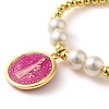 Adjustable Flat Round with Holy Virgin Charms Bracelet BJEW-Z073-01G-04-2