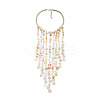 Resin Disc Long Tassel Cotton Rope Bib Necklaces with Alloy End Chains for Women FS-WG31146-01-5