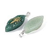 Natural Green Aventurine Gold Sun Pattern Pendants G-L524-14P-01-2