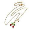 304 Stainless Steel Red Enamel Pendant Necklaces for Women NJEW-U043-02C-G-4