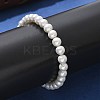 Shell Pearl Beaded Slider Bracelet with Brass Snake Chain X-BJEW-B066-01B-01-7