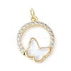 Brass Micro Pave Cubic Zirconia and Glass Pendants KK-F892-50G-2