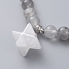 Natural Quartz Crystal Stretch Charm Bracelets BJEW-JB04692-01-2
