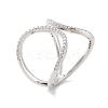 Rack Plating Brass Micro Pave Cubic Zirconia Adjustable Rings RJEW-D025-16P-1
