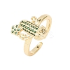 Adjustable Brass Micro Pave Cubic Zirconia Cuff Rings for Women RJEW-B138-02G-4