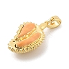 Rack Plating Leaf Brass Resin Pendants KK-S407-07G-2