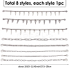 8Pcs 8 Styles Punk Style 304 Stainless Steel Rolo Chains & Alloy Cap Chain HJEW-SC0002-43-2