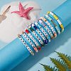 10Pcs 10 Style Encourage Word Polymer Clay Heishi Surfer Stretch Bracelets Set with Heart BJEW-SW00041-4