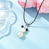 Glass Seed Beads & Glass Pearl Round Beaded Bear Pendant Waxed Cotton Cord Necklaces for Women Men NJEW-MZ00126-05-1