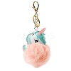 Imitation Rex Rabbit Fur Ball & PU Leather Unicorn Pendant Keychain LS-KEYC-K018-01KCG-03-1